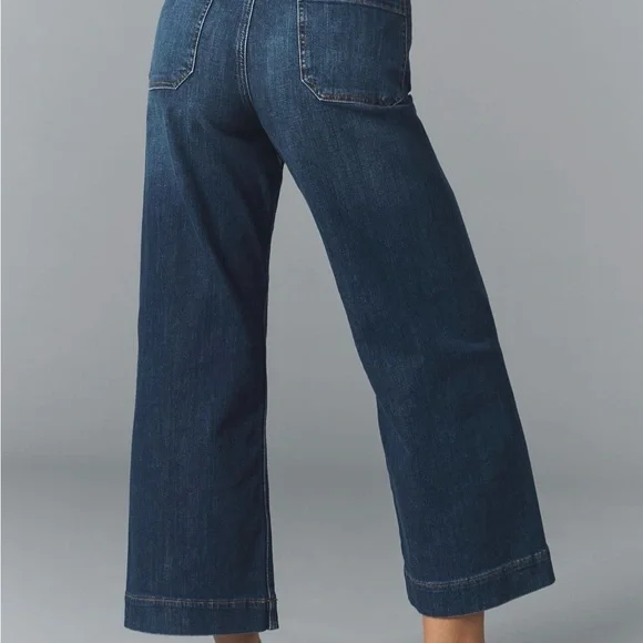 Maeve Dark Blue Wide Crop Jeans - Picture 2 of 6